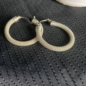 Silver Diamond Cut Hoop Earrings​